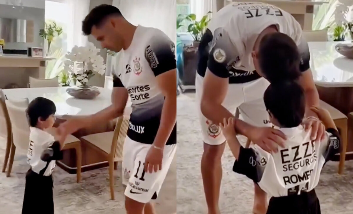 ¡El momento bien futbolero entre Ángel Romero y su hijo!