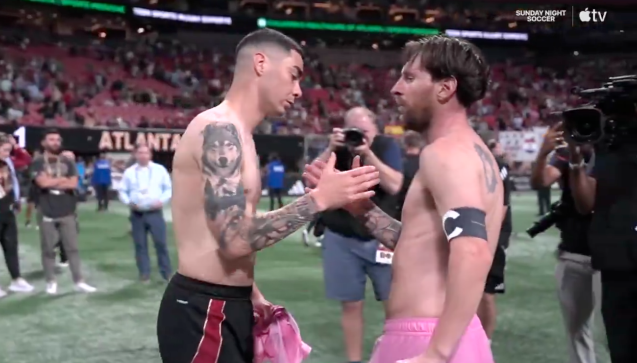 El afectuoso saludo entre Miguel Almirón y Lionel Messi en la MLS El afectuoso saludo entre Miguel Almirón y Lionel Messi en la MLS