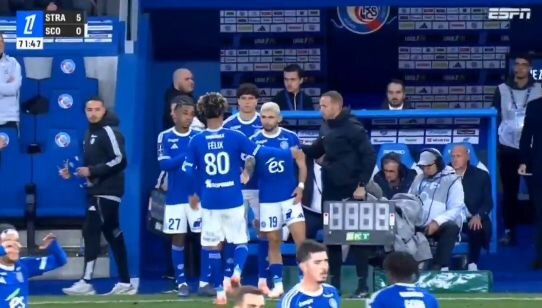 Julio Enciso tuvo su estreno en goleada del Racing de Estrasburgo