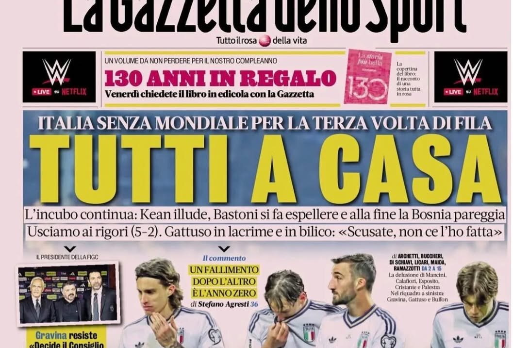 "Todos a casa": La prensa italiana carga contra la Nazionale